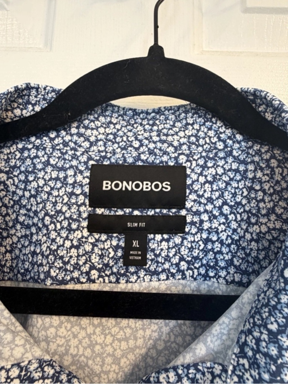 Bonobos Slim Fit Short Sleeve Button Down Shirt XL Blue White Floral - Picture 3 of 7